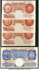 Great Britain Bank of England 1 Pound ND (1940-48) Pick 367a; 10 Shillings ND (1948-49) Pick 368a; ND (1949-55) Pick 368b; ND (1955-60) Pick 368c Very...