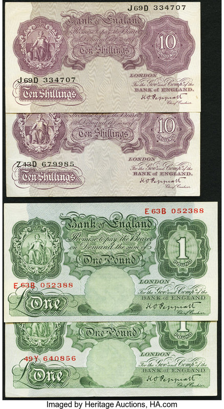 Great Britain Bank of England 10 Shillings; 1 Pound ND (1948-49) Pick 368a (2); ...