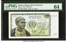 Guinea-Bissau Banco Nacional da Guine-Bissau 500 Pesos 24.9.1975 Pick 3 PMG Choice Uncirculated 64. 

HID09801242017