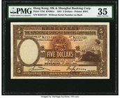 Hong Kong Hongkong & Shanghai Banking Corp. 5 Dollars 1.4.1941 Pick 173d PMG Choice Very Fine 35. 

HID09801242017