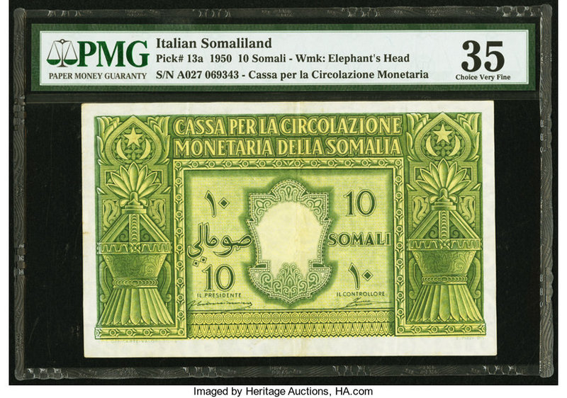 Italian Somaliland Cassa Per La Circolazione Monetaria Della Somalia 10 Somali 1...