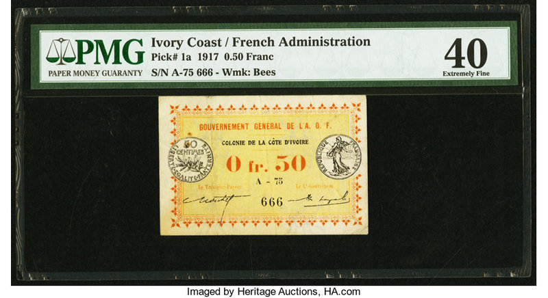 Ivory Coast Gouvernment General de l'Afrique Occidentale Francaise .50 Franc 11....