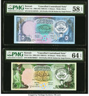 Kuwait Central Bank of Kuwait 5; 10 Dinars 1968 (ND 1980-91) Pick 14x; 15x Two Cancelled Contraband Notes PMG Choice About Unc 58 EPQ; Choice Uncircul...