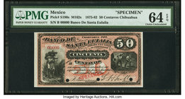 Mexico Banco de Santa Eulalia 50 Centavos 1875 Pick S190s M162s Specimen PMG Choice Uncirculated 64 EPQ. Three POCs.

HID09801242017