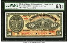 Mexico Banco de Guanajuato 10 Pesos ND (1911-14) Pick S290cs M351s Specimen PMG Choice Uncirculated 63 EPQ. Three POCs.

HID09801242017