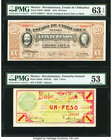 Mexico El Estado de Chihuahua; Tesoreria 20; 1 Pesos 4.1.1915; 24.2.1915 Pick S537b; S953a Two Examples PMG Choice Uncirculated 63 EPQ; About Uncircul...