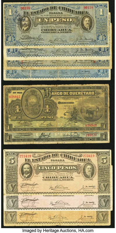 A Wide Variety of Revolutionary Era Notes from Mexico. Very Good or Better. Seve...