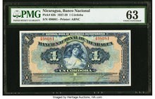 Nicaragua Banco Nacional de Nicaragua 1 Cordoba 1938 Pick 63b PMG Choice Uncirculated 63. Minor stains.

HID09801242017