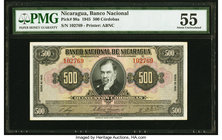 Nicaragua Banco Nacional de Nicaragua 500 Cordobas 1945 Pick 98a PMG About Uncirculated 55. Stain lightened.

HID09801242017