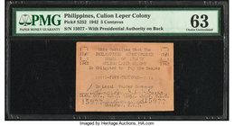 Philippines Culion Leper Colony 5 Centavos 1942 Pick S252 PMG Choice Uncirculated 63. 

HID09801242017