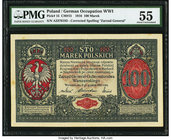 Poland German Occupation WWI 100 Marek 9.12.1916 Pick 15 PMG About Uncirculated 55. Minor stains.

HID09801242017