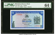Rhodesia Reserve Bank of Rhodesia 1 Dollar 16.4.1971 Pick 30b PMG Choice Uncirculated 64 EPQ. 

HID09801242017