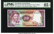 Swaziland Central Bank of Swaziland 20 Emalangeni ND (1978) Pick 5a PMG Gem Uncirculated 65 EPQ. 

HID09801242017
