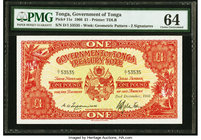 Tonga Government of Tonga 1 Pound 2.12.1966 Pick 11e PMG Choice Uncirculated 64. 

HID09801242017