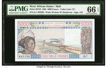 West African States Banque Centrale des Etats de L'Afrique de L'Ouest - Mali 5000 Francs 1985 Pick 407Df PMG Gem Uncirculated 66 EPQ. 

HID09801242017