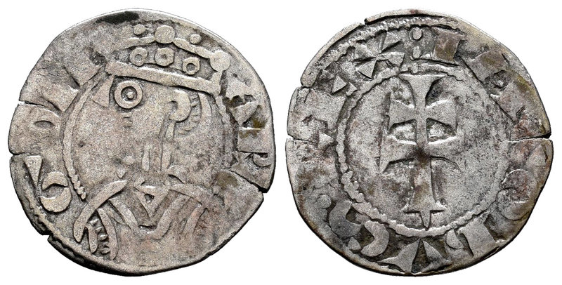 The Crown of Aragon. Jaime I (1213-1276). Dinero. (Cru-319). Anv.: ARA-GON. Bust...
