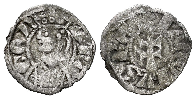 The Crown of Aragon. Jaime II (1291-1327). Óbolo. (Cru-319). Anv.: ARA-GON. Bust...
