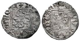 Kingdom of Castille and Leon. Enrique II (1368-1379). Novén. Burgos. (Bautista-679.1). Ve. 0,74 g. Con B bajo el castillo y roel delante bajo del león...