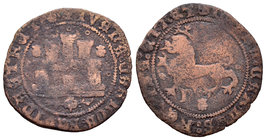Charles-Joanna (1504-1555). 2 maravedís. Coruña. P. (Rs-11). Anv.: Con venera a los lados del castillo. Rev.: Con P y venera debajo del león. Ae. 3,78...