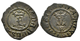 Catholic Kings (1474-1504). Blanca. Burgos. (Cal-540 variante). Ae. 1,01 g. Con solo un creciente en anverso. Choice VF. Est...40,00.