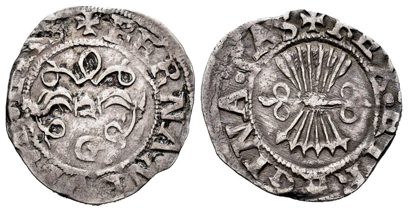 Catholic Kings (1474-1504). 1/2 real. Granada. (Cal-443). Ag. 1,67 g. VF. Est......