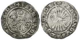 Catholic Kings (1474-1504). 1/2 real. Sevilla. (Lf-E6.4.9 variante). Ag. 1,53 g. Con S en anverso y dos puntos en reverso. Almost VF. Est...80,00.