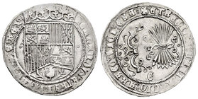 Catholic Kings (1474-1504). 1 real. Granada. (Cal-316). Ag. 3,38 g. Escudo entre roeles. Bonito ejemplar. Almost XF. Est...150,00.