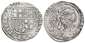 Catholic Kings (1474-1504). 1 real. Toledo. (Cal-406). Ag. 3,30 g. Escudo entre T-M. Almost VF. Est...50,00.