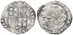 Catholic Kings (1474-1504). 2 reales. Toledo. (Cal-277). Ag. 6,78 g. En reverso M surmontada de estrella. Cospel irregular. Escasa en esta conservació...