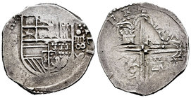 Philip II (1556-1598). 4 reales. 1589. Sevilla. (Cal-395 variante). Ag. 13,79 g. Very rare. Choice F. Est...300,00.