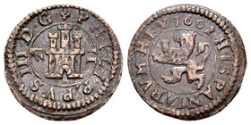 Philip III (1598-1621). 2 maravedís. 1602. Segovia. (Cal-834). (Jarabo-Sanahuja-D259). Ae. 1,56 g. VF. Est...20,00.