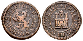Philip III (1598-1621). 4 maravedís. 1601. Segovia. C. (Cal-801). (Jarabo-Sanahuja-C25). Ae. 2,76 g. VF. Est...40,00.
