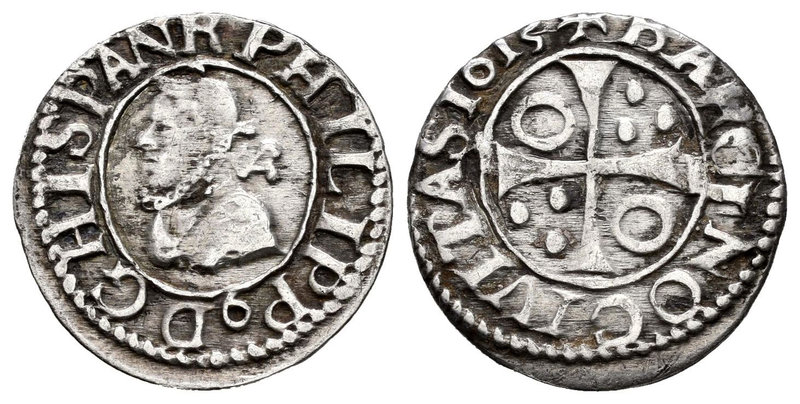 Philip III (1598-1621). 1/2 real. 1613. Barcelona. (Cal-537). Ag. 1,36 g. Almost...