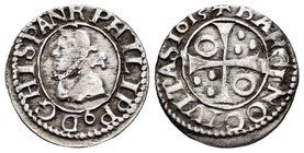 Philip III (1598-1621). 1/2 real. 1613. Barcelona. (Cal-537). Ag. 1,36 g. Almost VF. Est...50,00.