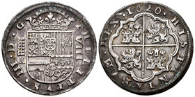 Philip III (1598-1621). 8 reales. 1620. Segovia. A. (Cal-162). Ag. 26,76 g. Acueducto de cinco arcos y dos pisos. Tres flores de lis no alineadas en l...