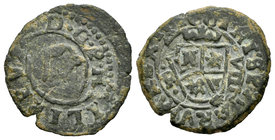 Philip IV (1621-1665). 8 maravedís. 1661. Coruña. R. (Cal-1303 variante). (Jarabo-Sanahuja-M141). Ae. 2,52 g. Acuñada a martillo. Venera bajo el escud...