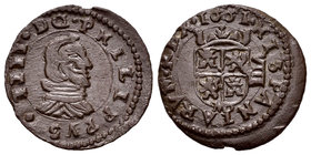 Philip IV (1621-1665). 8 maravedís. 1661. Madrid. Sin ensayador. (Cal-1419). (Jarabo-Sanahuja-M296). Ae. 2,01 g. Rare. Almost XF. Est...90,00.