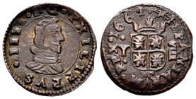 Philip IV (1621-1665). 16 maravedís. 1661. Madrid. Y. (Cal-1420). (Jarabo-Sanahuja-M299). Ae. 2,36 g. VF. Est...25,00.