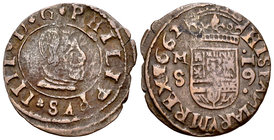 Philip IV (1621-1665). 16 maravedís. 1662. Madrid. S. (Cal-1394). (Jarabo-Sanahuja-M374). Ae. 3,21 g. Almost VF/VF. Est...25,00.
