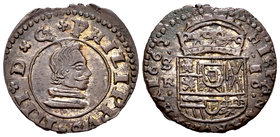 Philip IV (1621-1665). 16 maravedís. 1662. Sevilla. R. (Cal-1567). (Jarabo-Sanahuja-M603). Ae. 4,11 g. Sin punto entre REX y fecha. Dos puntos sobre e...