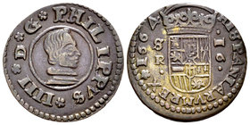 Philip IV (1621-1665). 16 maravedís. 1664. Sevilla. R. (Cal-1570). (Jarabo-Sanahuja-M616). Ae. 4,01 g. Choice VF. Est...45,00.