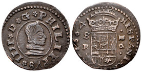 Philip IV (1621-1665). 16 martavedís. 1664. Sevilla. R. (Cal-1570). (Jarabo-Sanahuja-M116). Ae. 3,84 g. Choice VF/VF. Est...20,00.