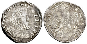Philip IV (1621-1665). 4 taris. 1624. Messina. IP. (Vti-171). Ag. 10,29 g. Almost VF. Est...90,00.