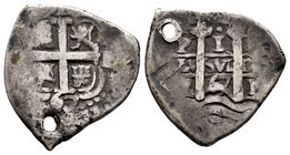 Charles II (1665-1700). 1 real. 1667. Potosí. (E). (Cal-703). Ag. 3,26 g. Doble fecha. Agujero. Almost VF. Est...35,00.