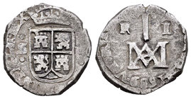 Charles II (1665-1700). 1 real. 1689. Sevilla. M. (Cal-753). Ag. 2,63 g. Tipo María. Rara, aun más con la fecha completa. Choice VF. Est...250,00.