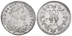 Charles II (1665-1700). 1 tari. 1696. Nápoles. AG/A. (Pannuti-Riccio-23). (Vti-179). Ag. 4,35 g. Rayas en anverso. Almost XF. Est...70,00.