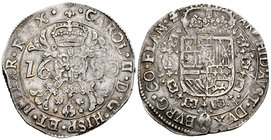 Charles II (1665-1700). 1 patagón. 1680. Bruges. (Vti-442). (Vanhoudt-698BG). Ag. 27,88 g. Choice VF. Est...175,00.