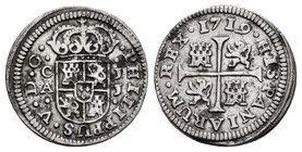 Philip V (1700-1746). 1/2 real. 1719. Cuenca. JJ. (Cal-1733). Ag. 1,42 g. Almost VF. Est...30,00.