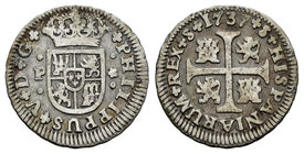 Philip V (1700-1746). 1/2 real. 1737. Sevilla. P. (Cal-1935). Ag. 1,40 g. Choice F. Est...15,00.