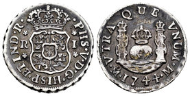 Philip V (1700-1746). 1 real. 1744. México. M. (Cal-1606). Ag. 3,28 g. VF. Est...70,00.